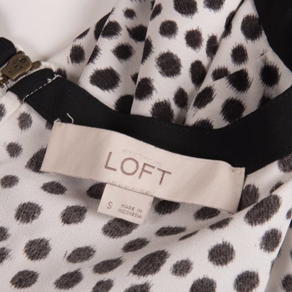 Loft Black & White Spotted Polka Dot Blouse Sz S - Picture 2 of 4
